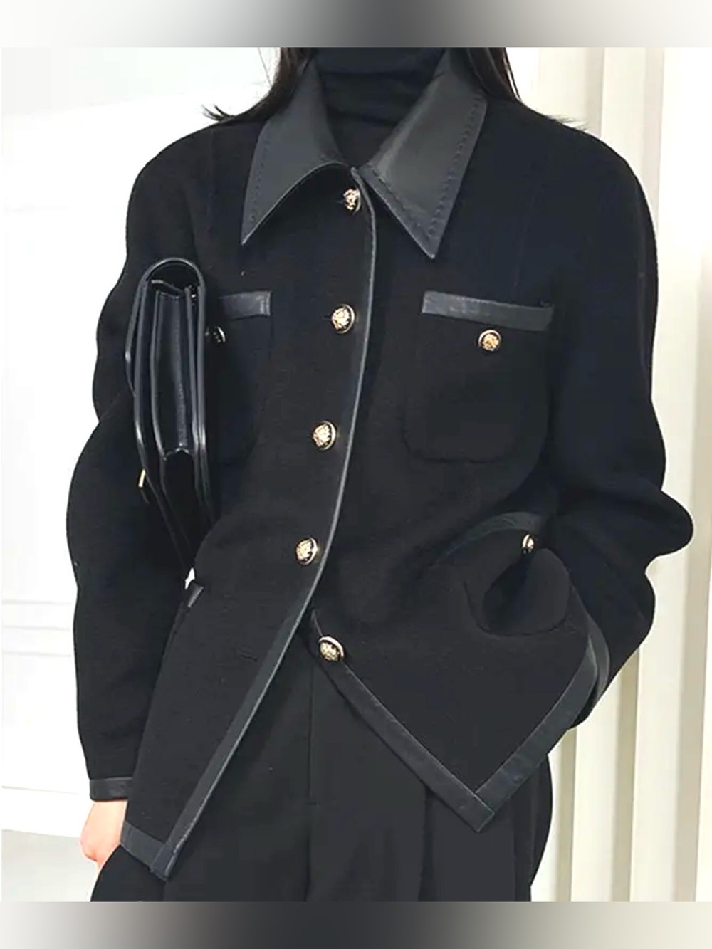 NWOT Fleece Lapel jacket with Gold buttons and trim Women’s size L